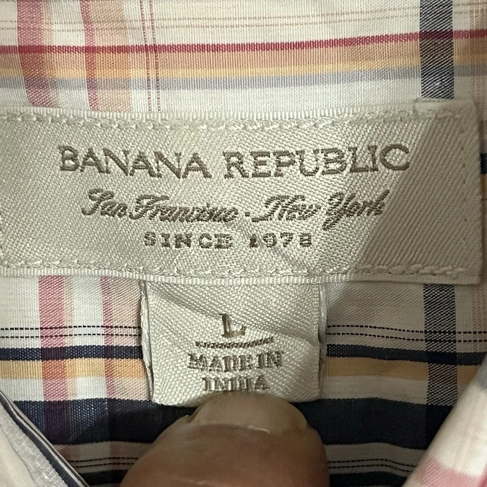 Men's Banana Republic Long Sleeve‎ Button Down Plaid Shirt Size Large Multicolor